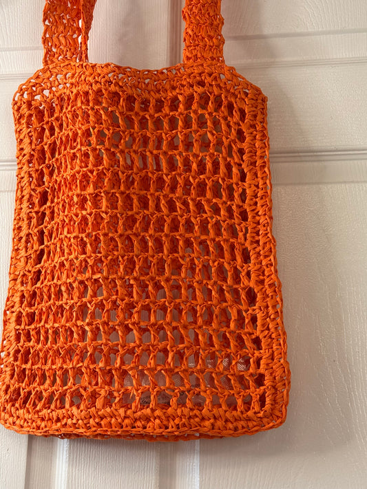 Orange Straw Handbag