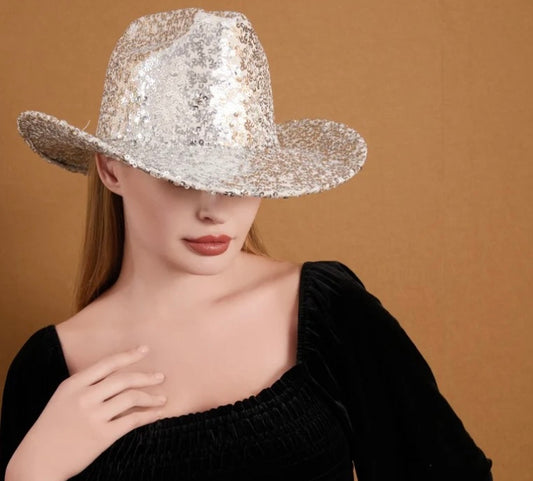 SEQUIN DETAIL COWBOY HAT