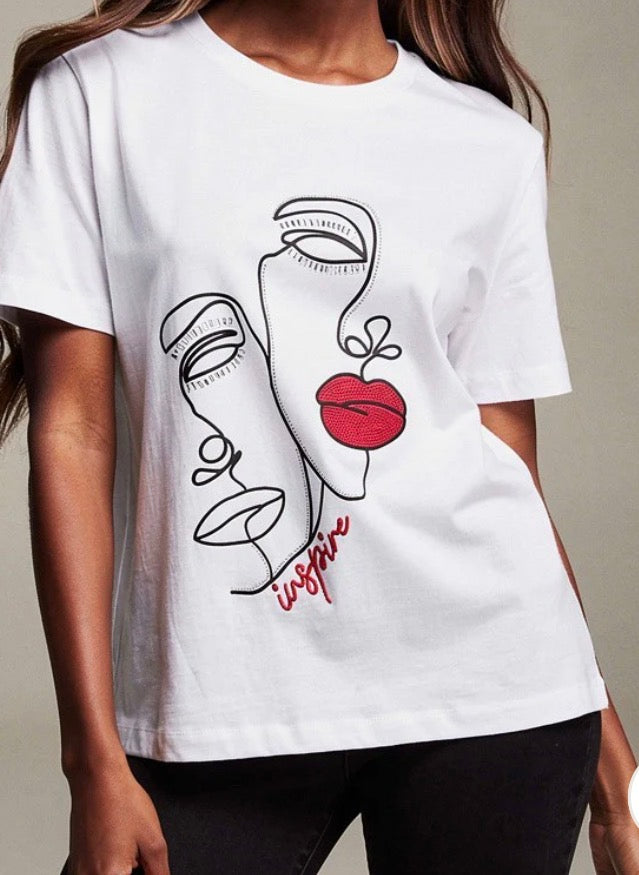 FACE SEQUIN  GRAPHIC T-SHIRT