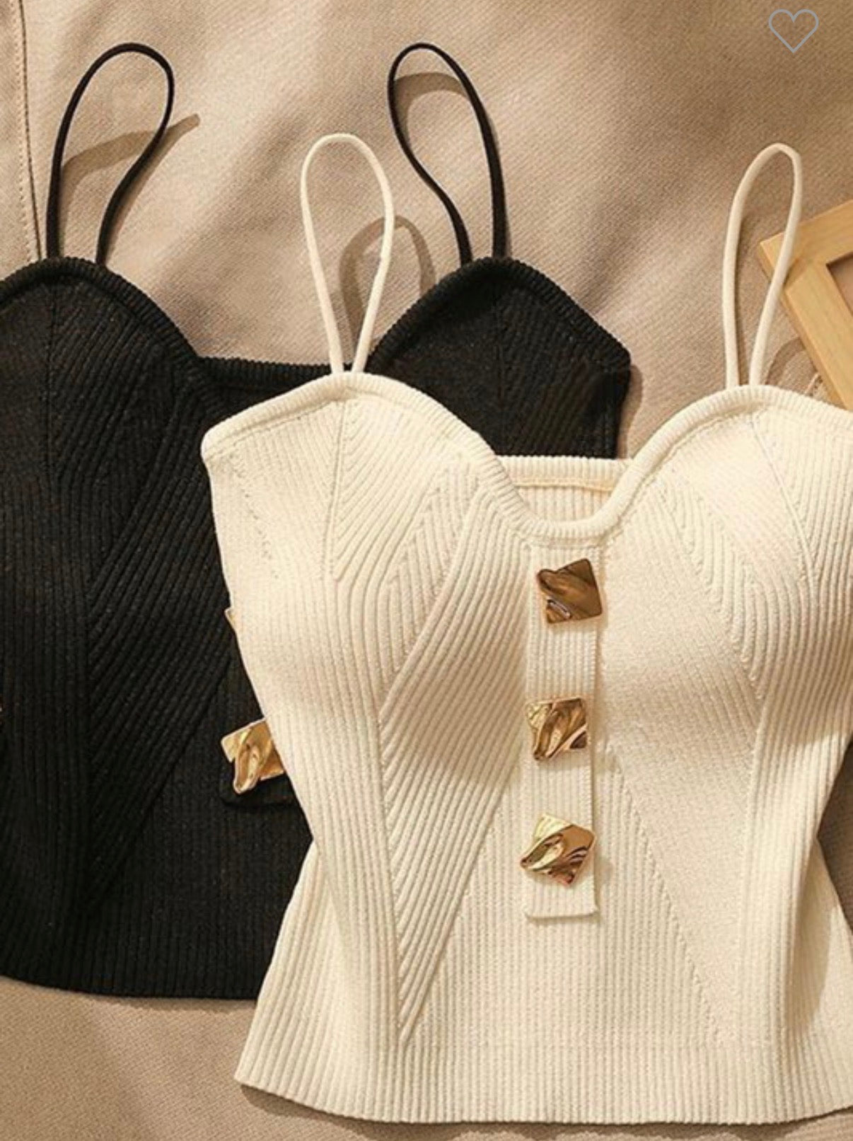 Buttoned Corset Knit Cami ONE SIZE