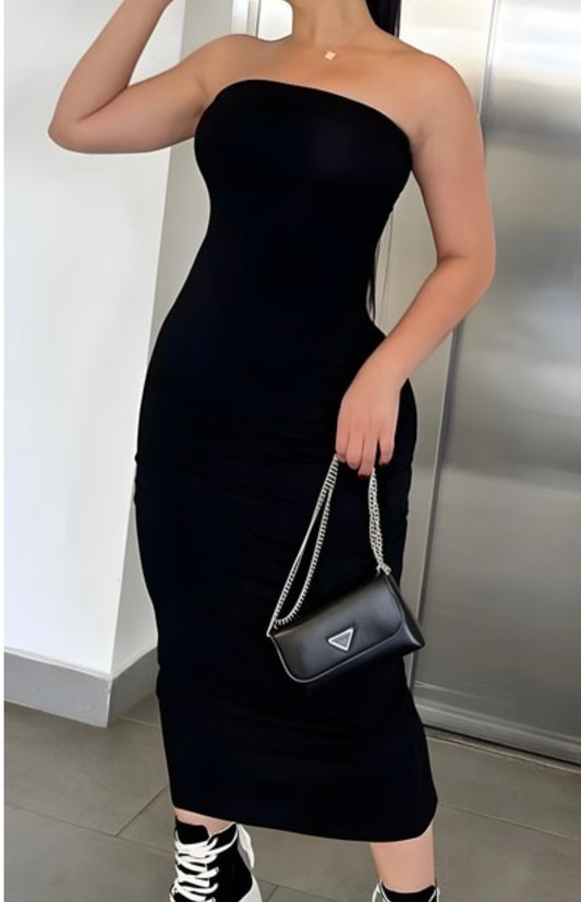 Timeless Charm Midi Dress Black  Tub