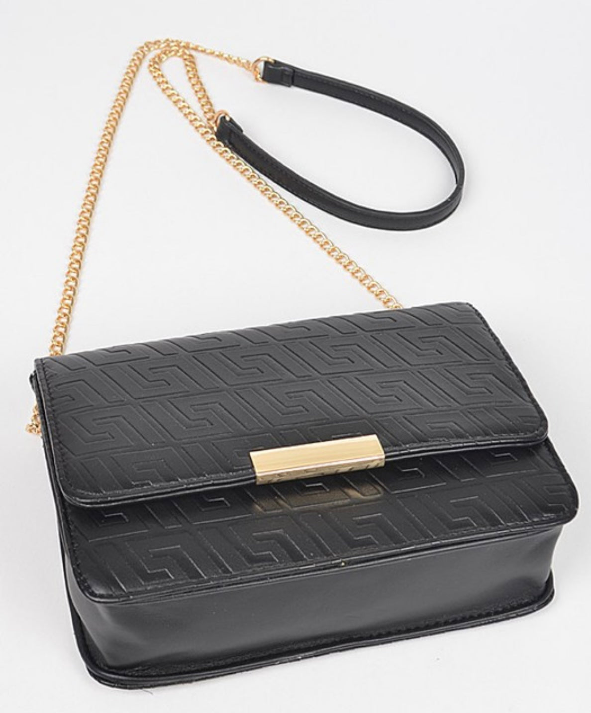 Embossed Faux Leather Flap Bag