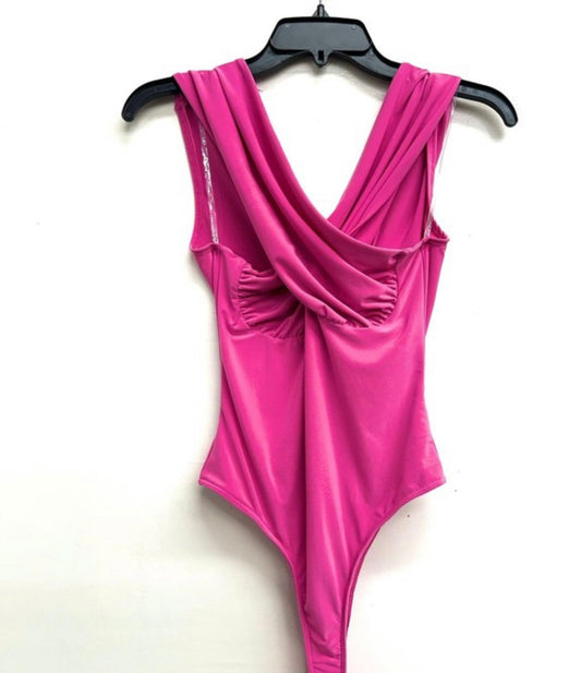 Wrap Lining Bodysuit Pink