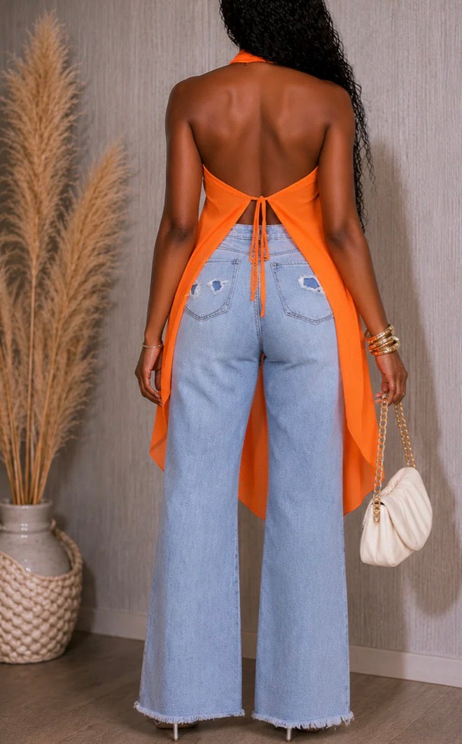COWL NECK HALTER LONG TOP