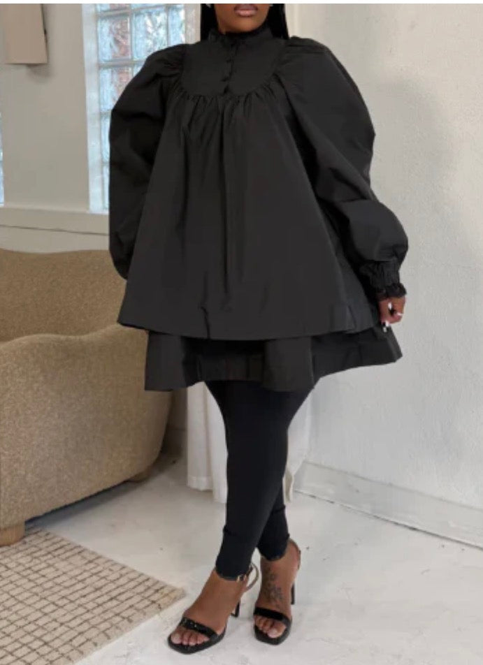 HIGH NECK DOUBLE LAYERED DRESS (PLUS)