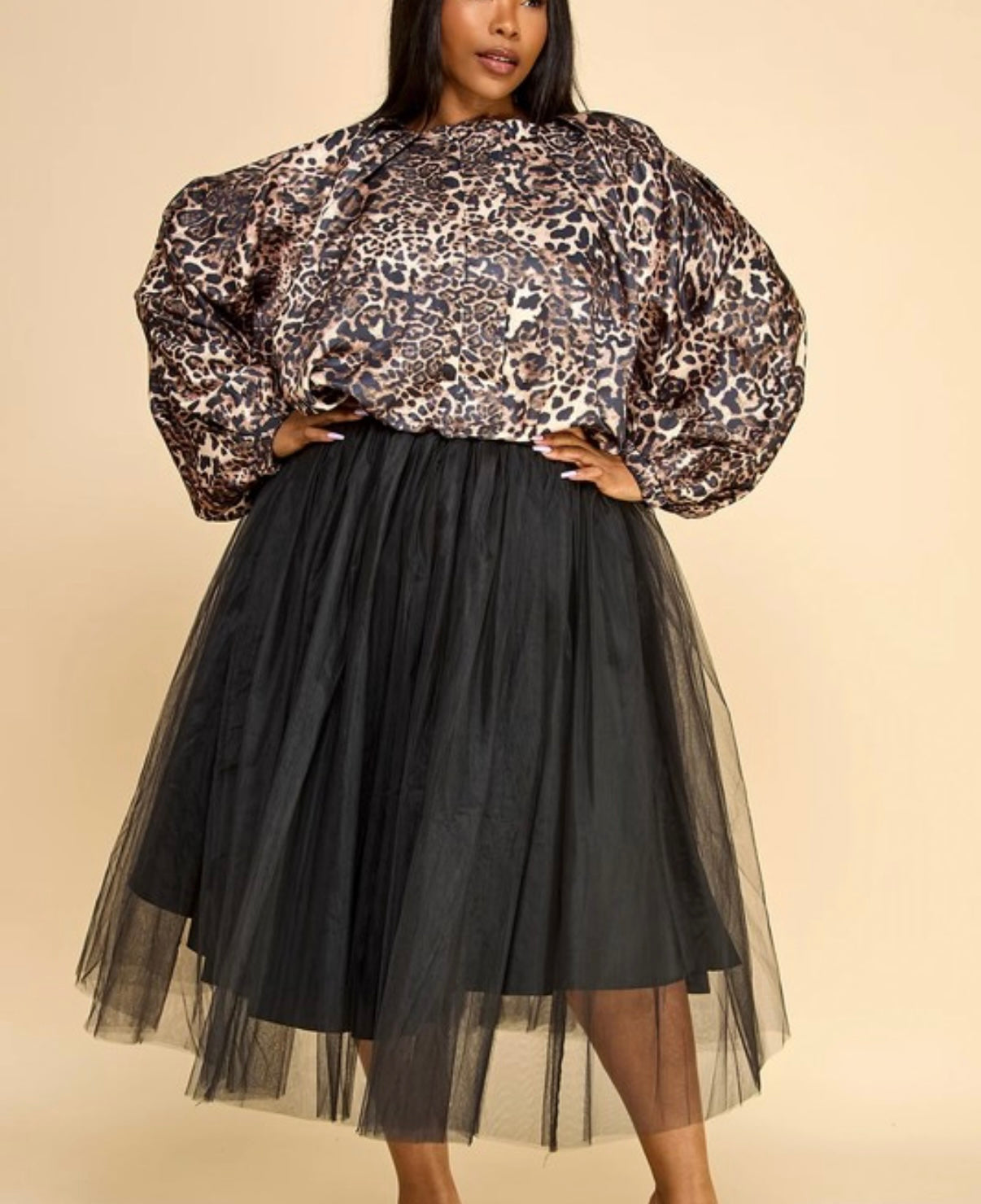 Plus Tulle Midi Skirt