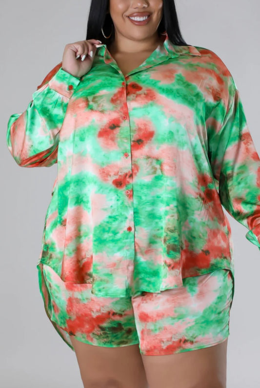 LS Print Shirt Set Plus