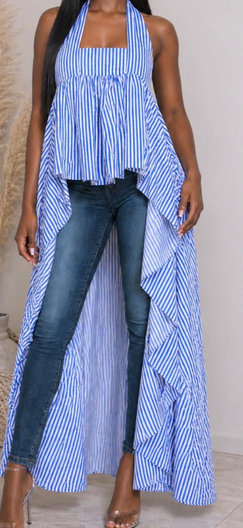 INSTRIPE HALTER MULLET TOP HIGH LOW