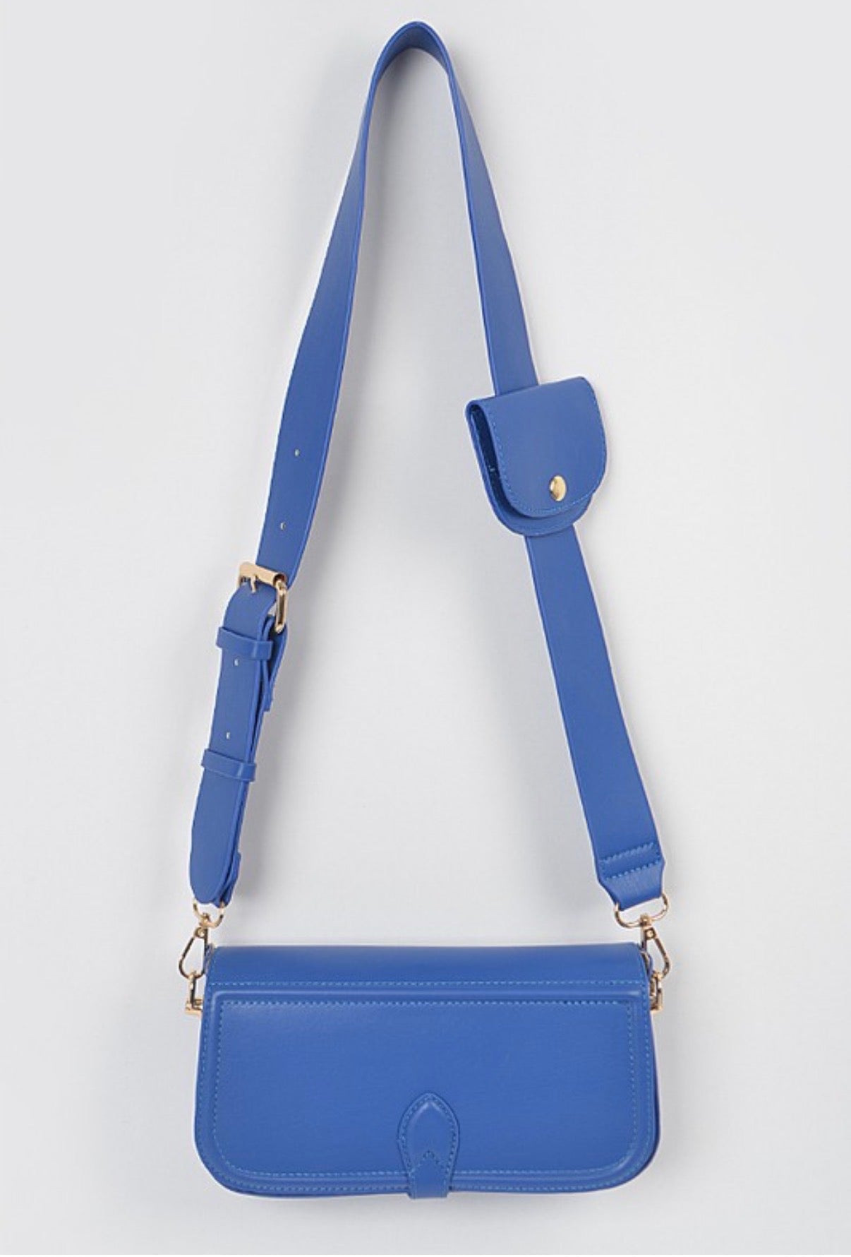 Faux Leather Crossbody Bag W/mini Pouch
