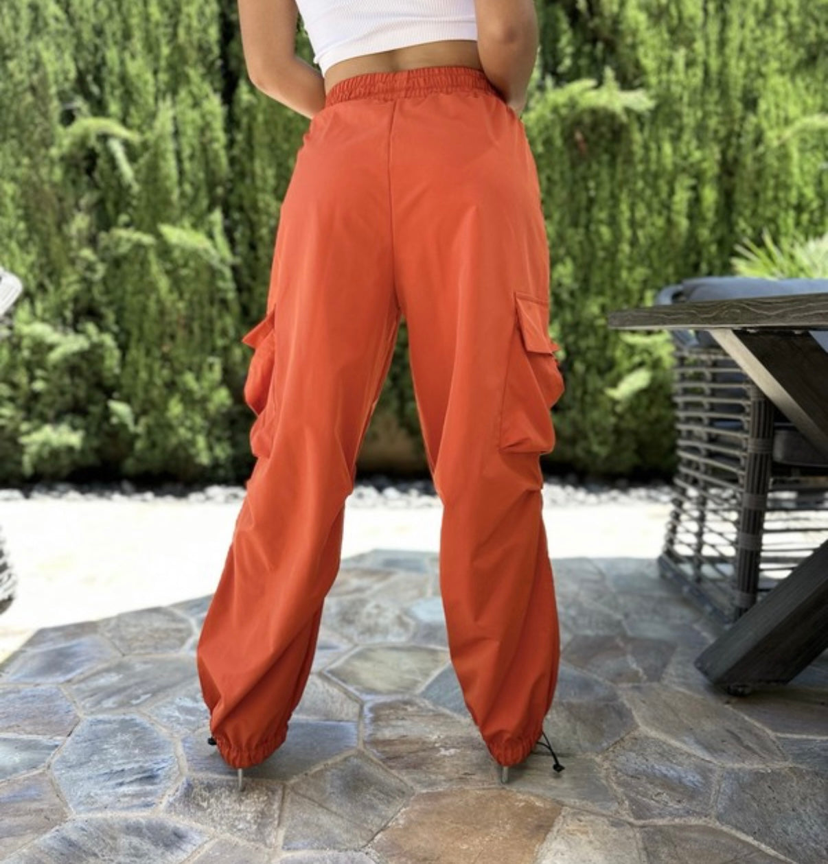 Parachute Ruched Cargo Pocket Jogger Cherry