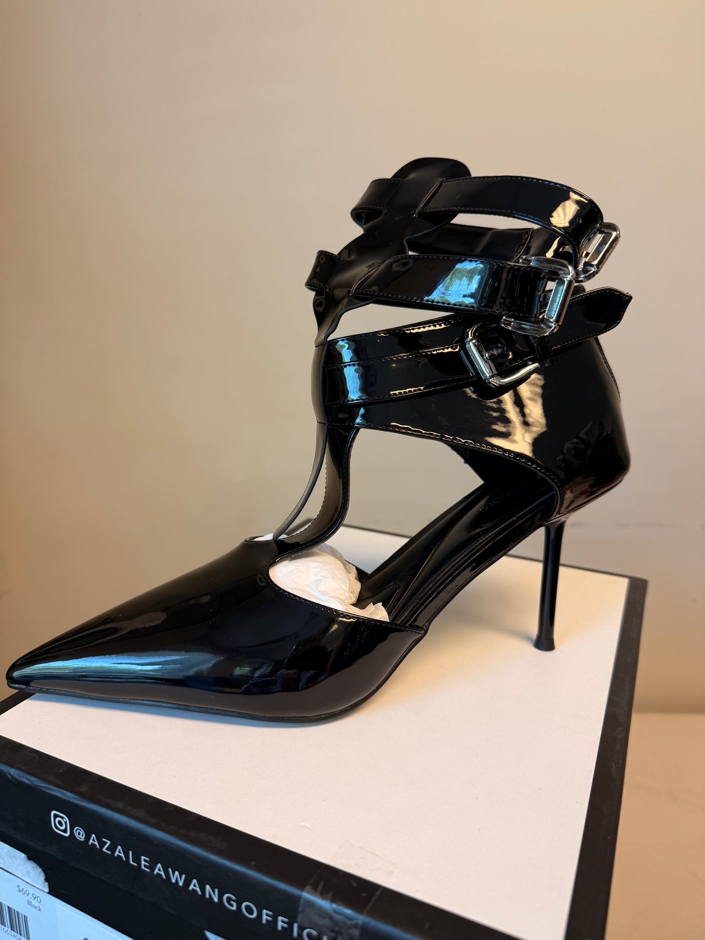 Black Paten Leather Heel 10