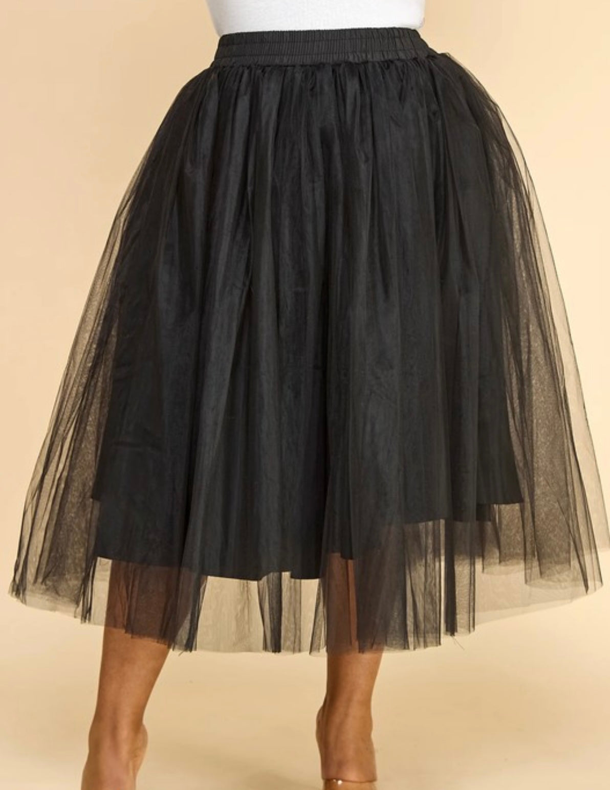 Plus Tulle Midi Skirt