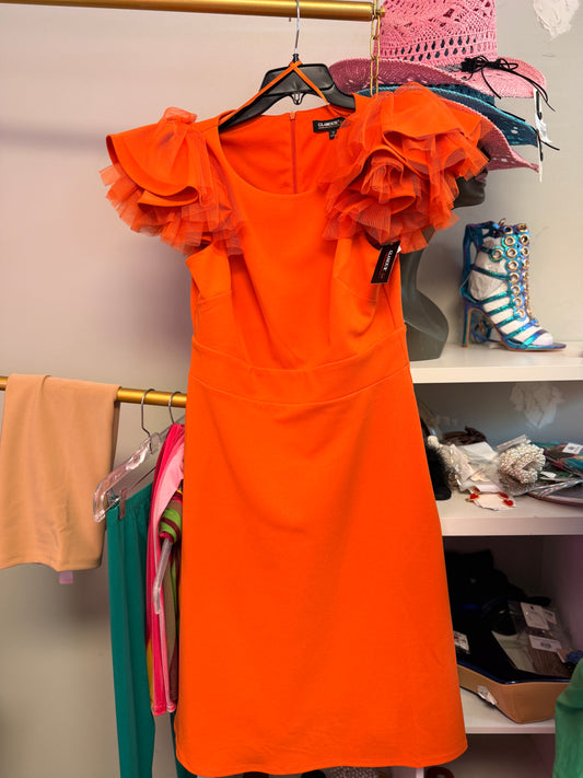 10 Ruffle And Lace Sleeve Dress Orange