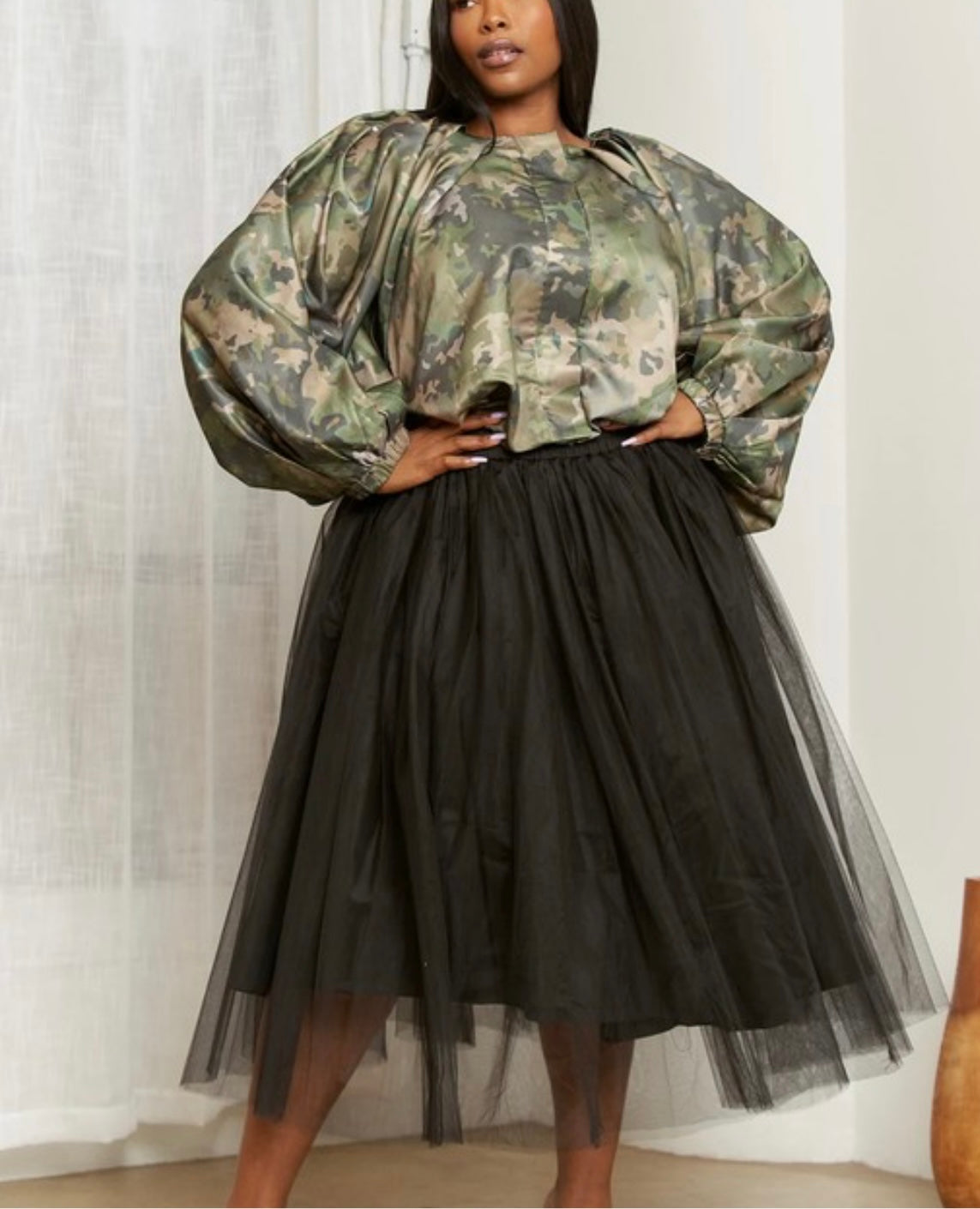 Plus Tulle Midi Skirt