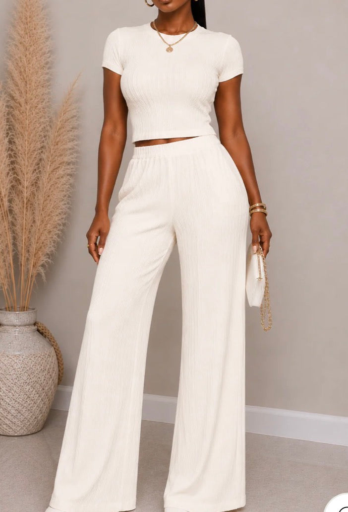 CRINKLE TOP & PANTS SET