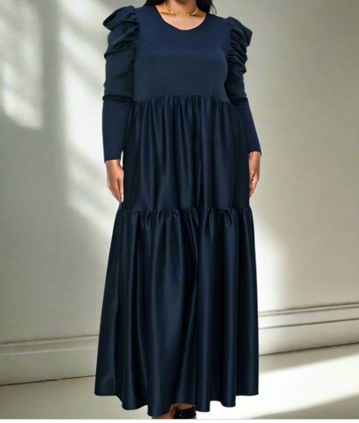 Ruffled Statement Shoulder Maxi Dress