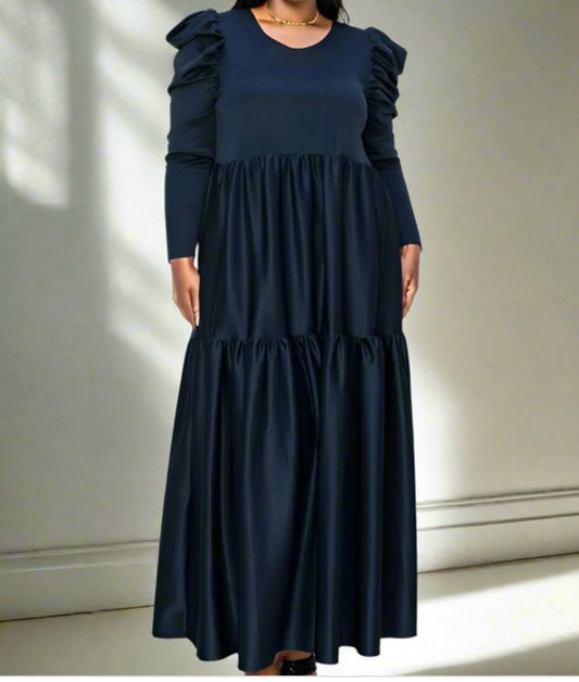 Ruffled Statement Shoulder Maxi Dress