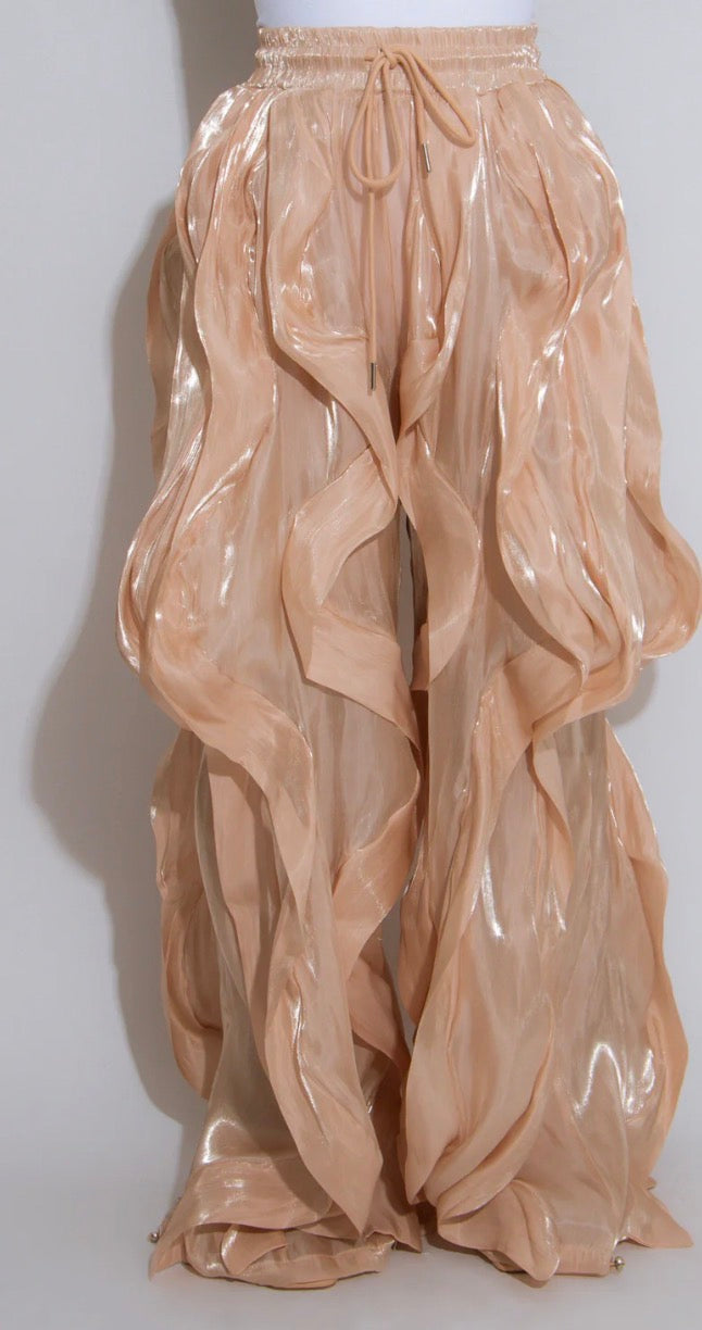 RUFFLE ORGANZA DRAWSTRING JOGGER