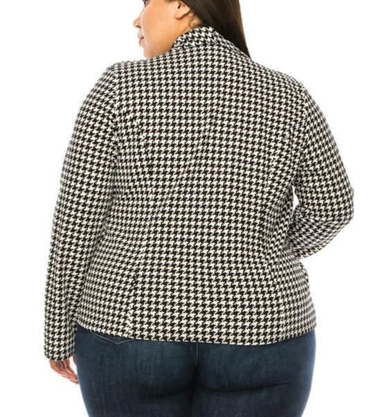 Plus Size, Casual, Plaid, Waist Length Blazer (Copy)
