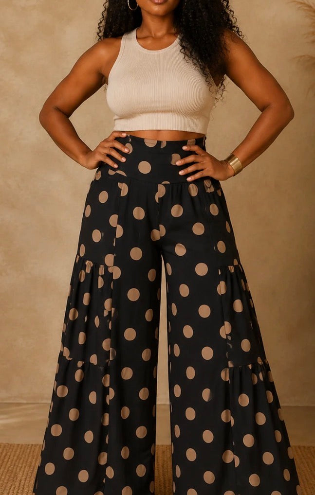 POLKADOT WIDE LEG PANTS