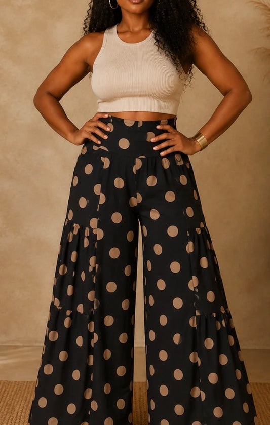 POLKADOT WIDE LEG PANTS