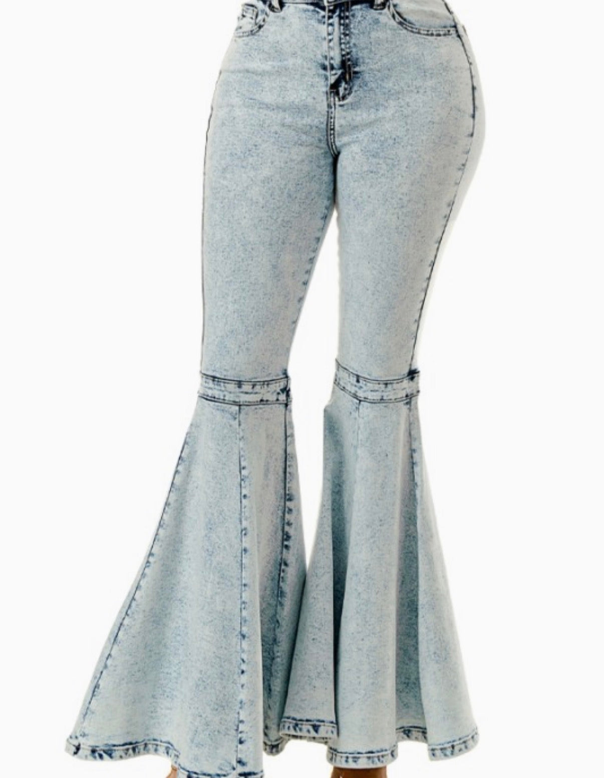 Plus Acid Denim Flare Pants