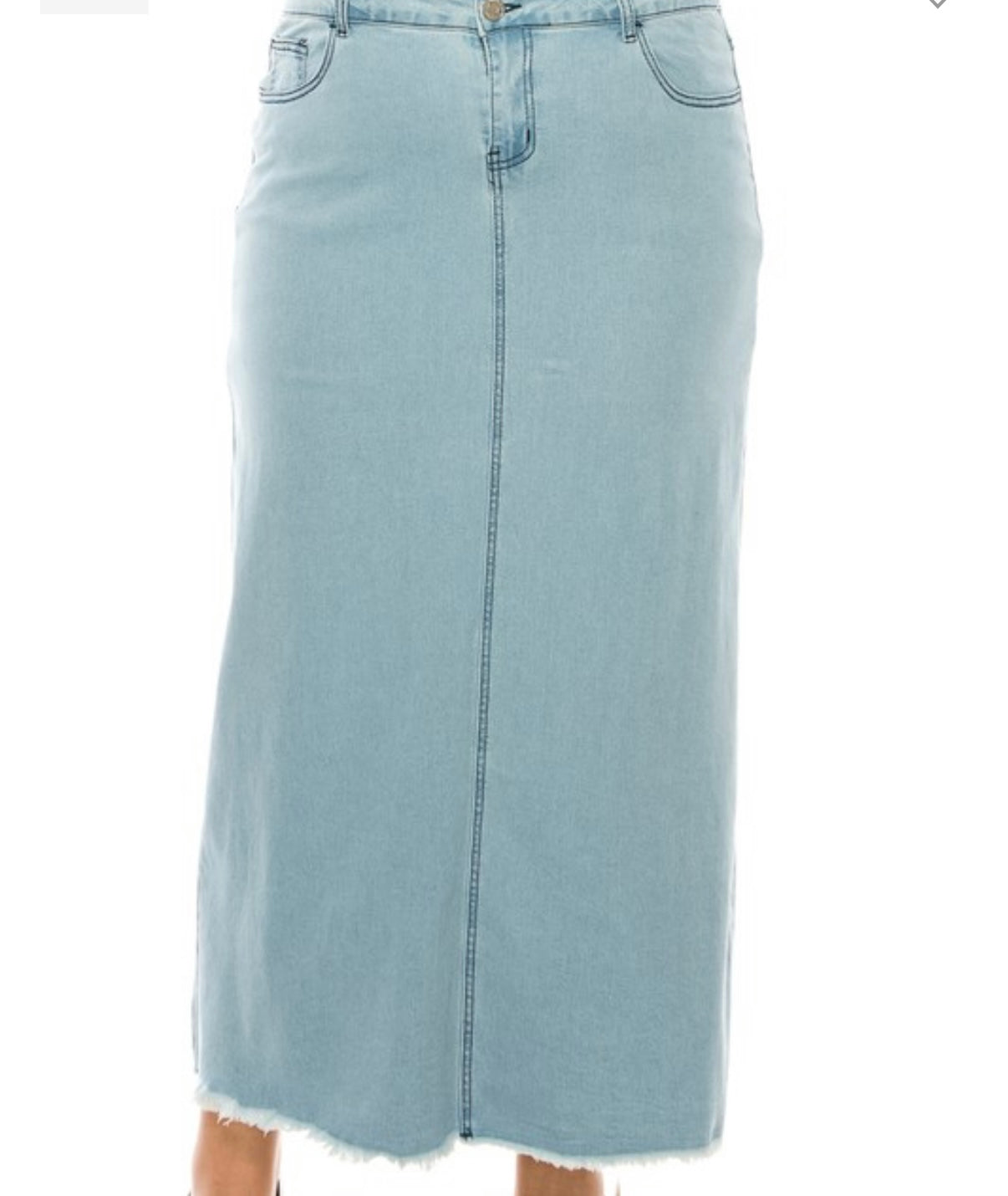 Denim Long Skirt Plus Size Bottom De  Lt.Indigo