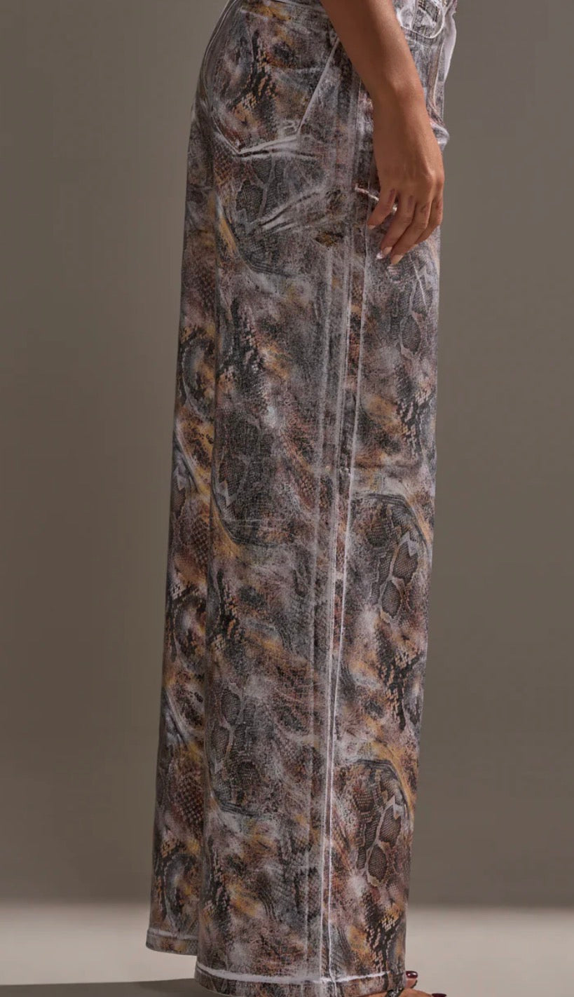Snake Print Wide Leg Bottoms A XL