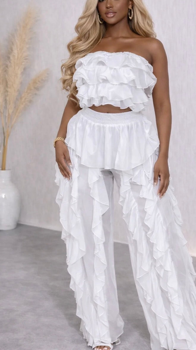 CHIFFON TUBE TOP & PANT SET
