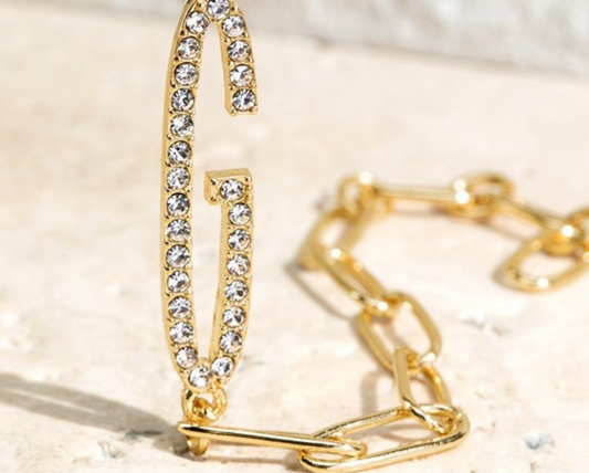 Pave Crystal Initial Letter Bracelet