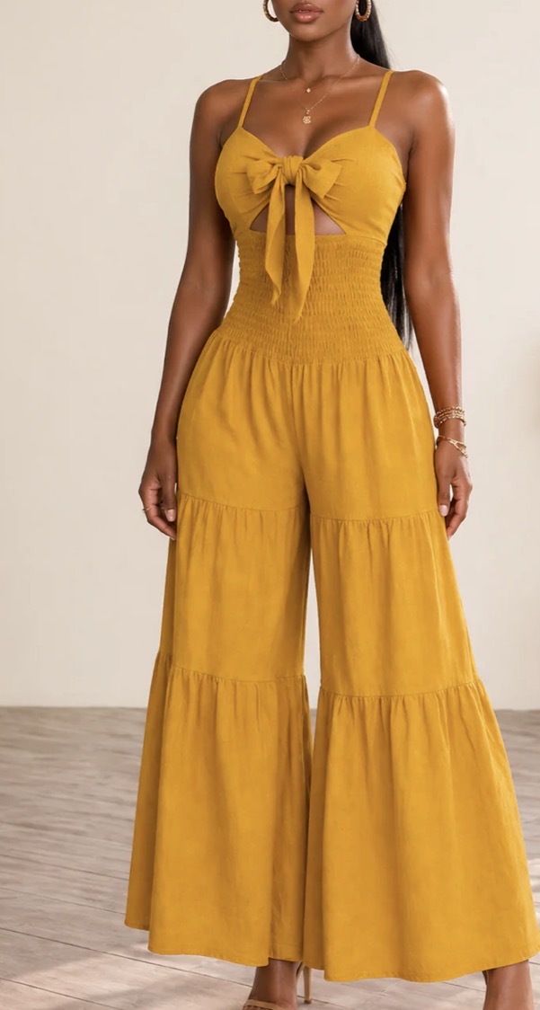 CAMI STRAP FRONT TIE JUMPSUIT