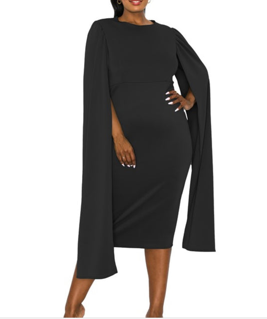 Double Cape Midi Dress