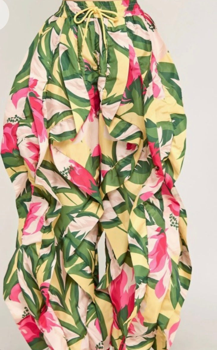 Plus Size Oversized Wide Leg Ruffle Jogger Pants