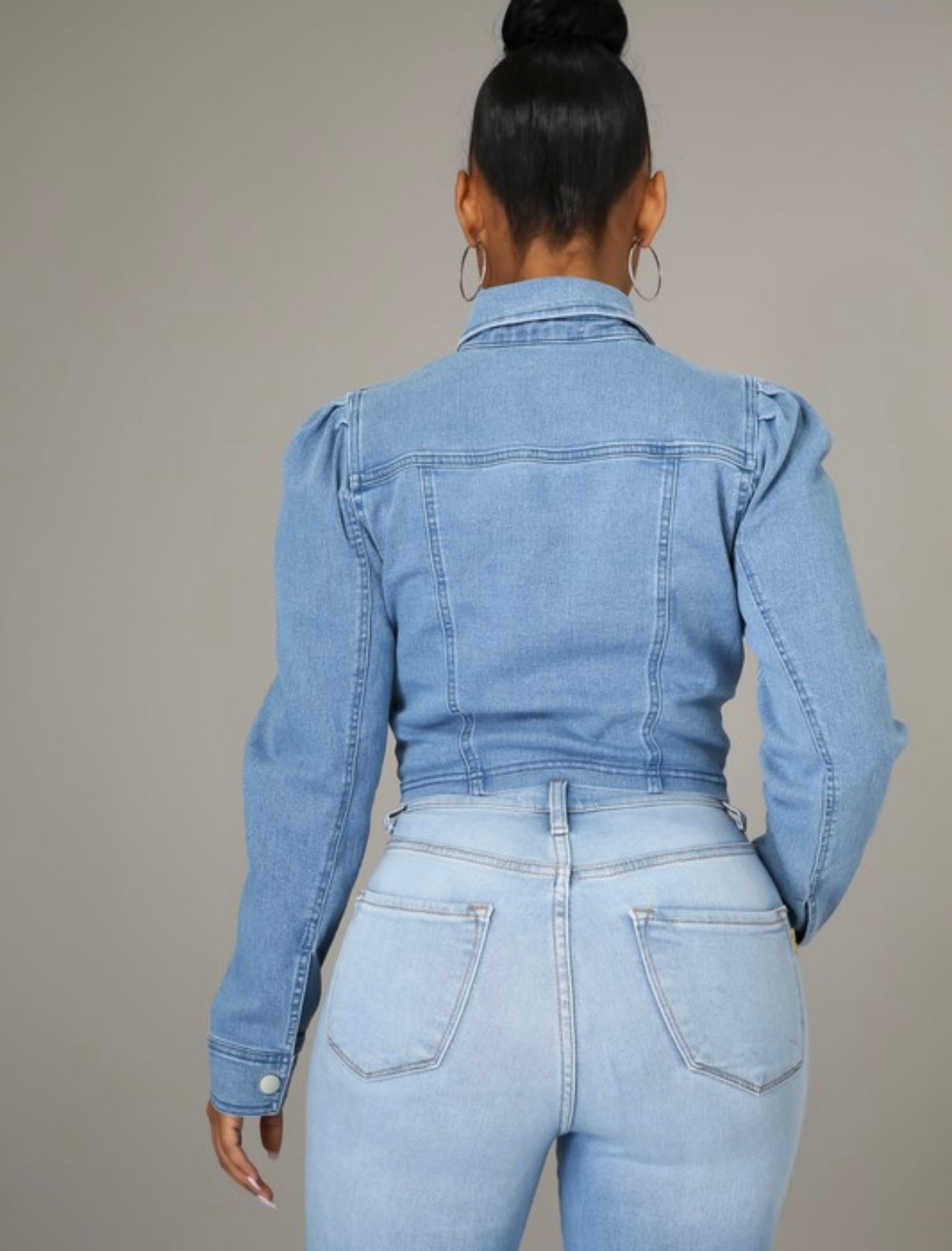 Square Neck Cut Out Denim Top