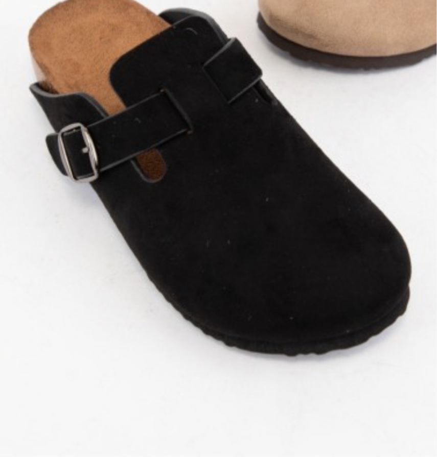 Regis Round Toe Clog Sandals With Buckle Detail