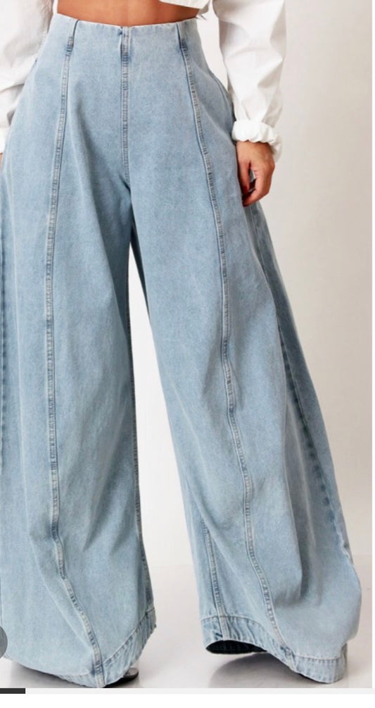 High Waisted Pocket Barrel Leg Denim Pants