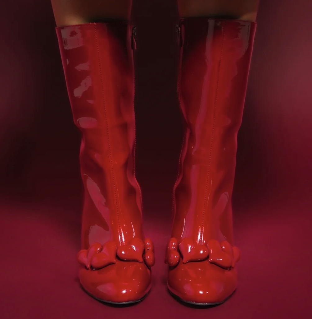 Red Patent Heart Bootie A