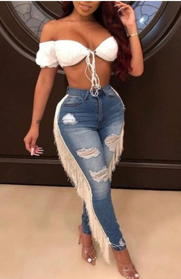 Fringes Ripped Jeans