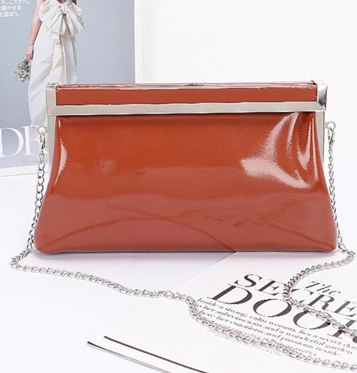 Patent Leather Frame Clutch Bag
