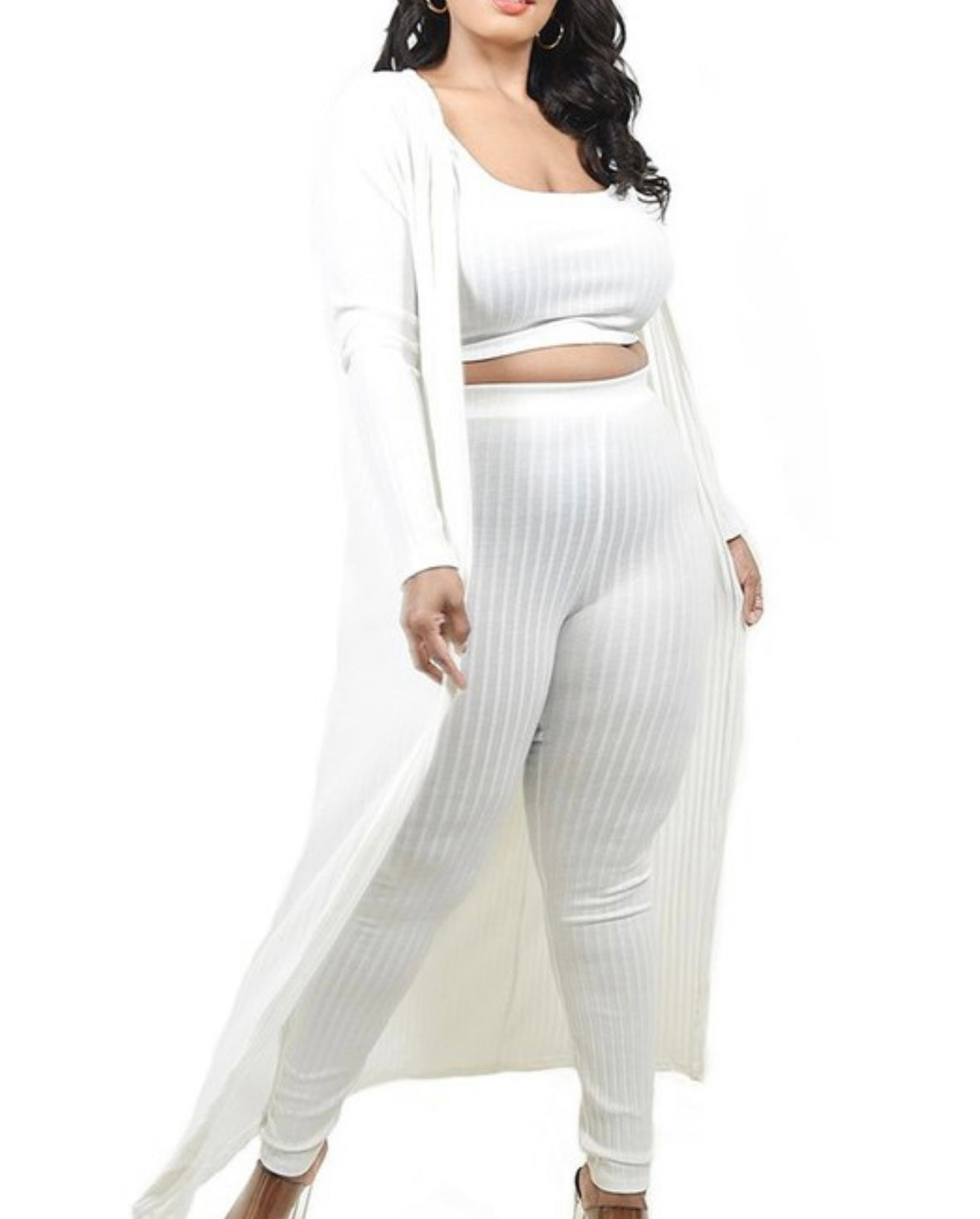 Plus Knitted Cardigan Ivory
