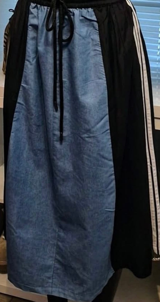 Denim Black On Blue Skirt 1x -xl