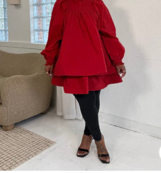 HIGH NECK DOUBLE LAYERED DRESS (PLUS)