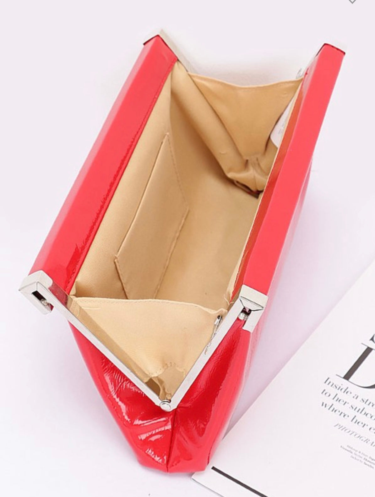 Patent Leather Frame Clutch Bag