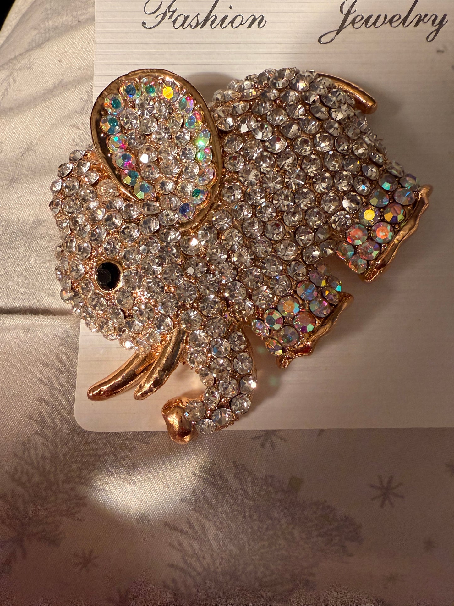 Over Size Elephant Brooch Bling