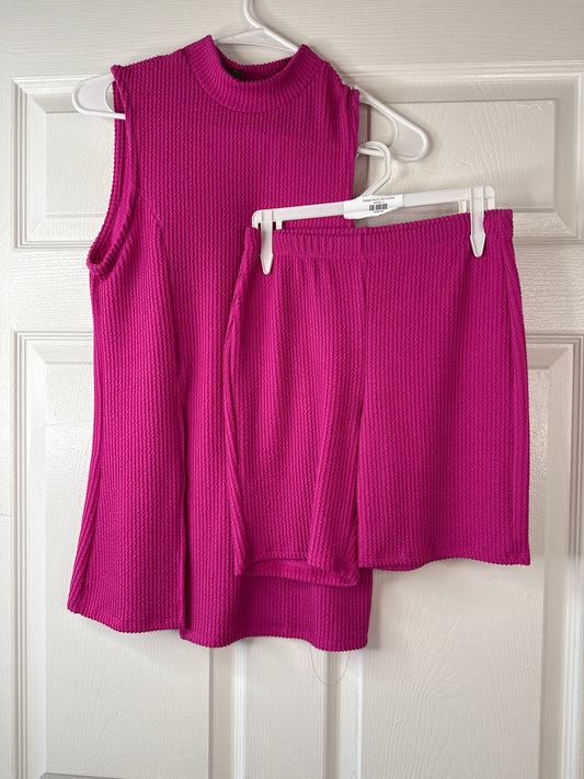 Ribbed Shorts Set Fuchsia