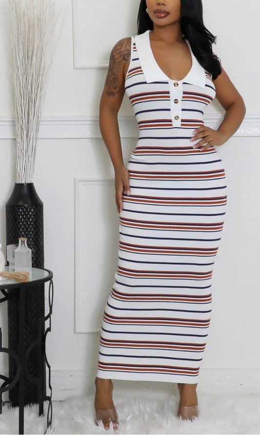 Knit Collar Sleeveless Dress