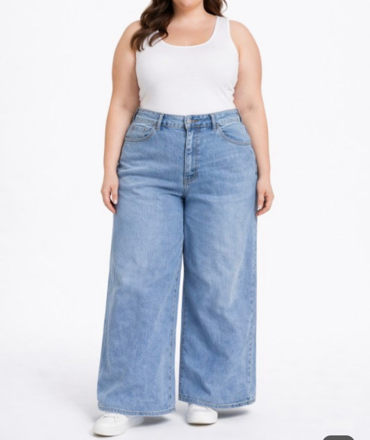 High Waist Denim Pants Pocket Baggy Jeans Wide Leg