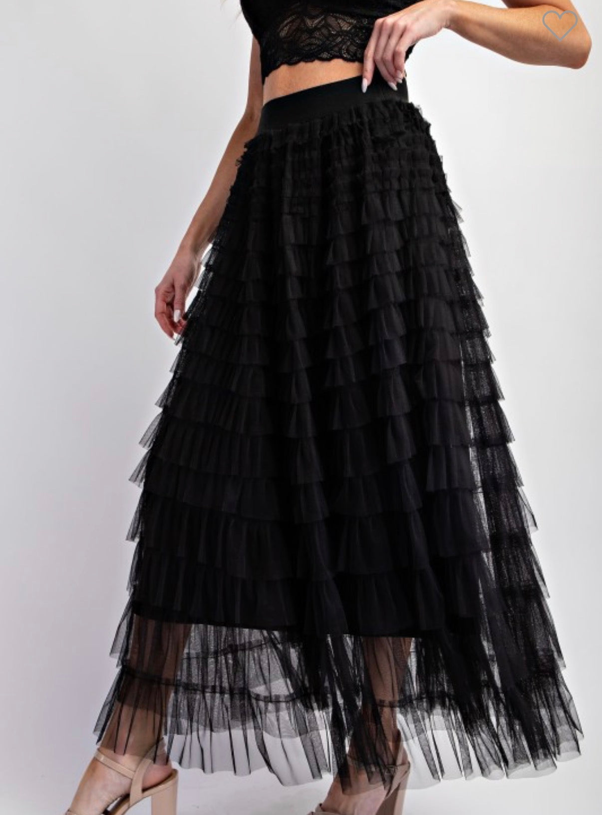Plus Cascading Tulle Mesh Tiered Skirt