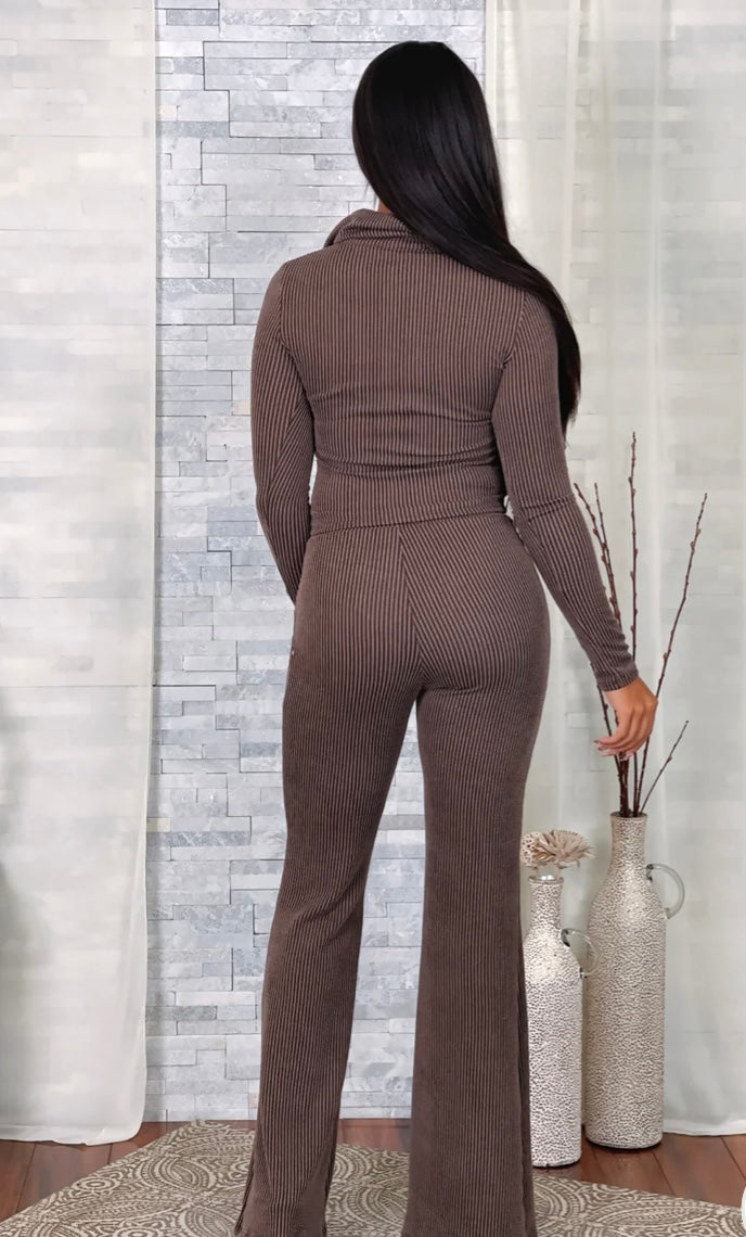 RIBBED LS  PANTS SET (PLUS)