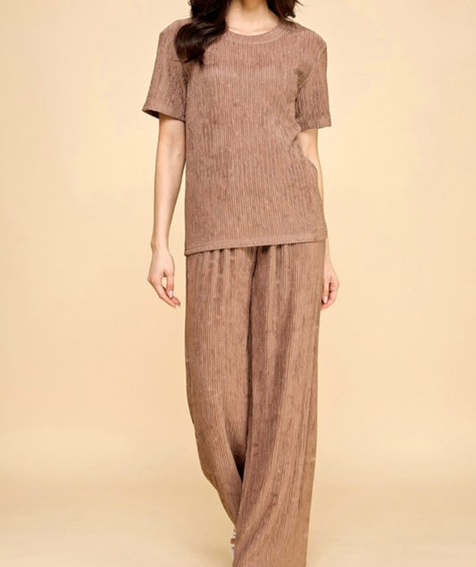 Plus Size Crinkle 2-piece MOCHA